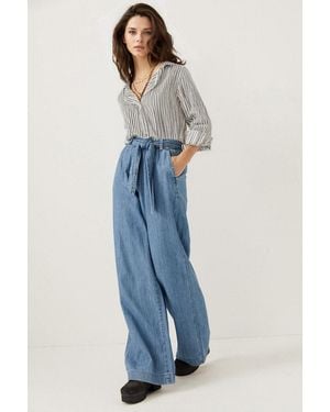 Secret Label Wide Leg Pale Denim Trousers - Blue