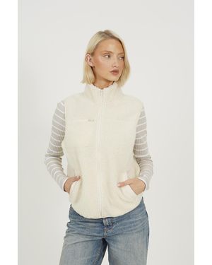 Brave Soul Zip Through Fleece Gilet - Natural
