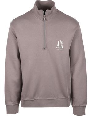 ARMANI EXCHANGE Half Zip Sweatshirt Driftwood - Brown