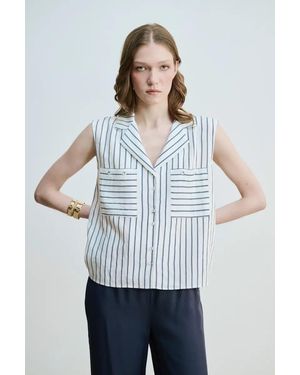 GUSTO Striped Sleeveless Shirt - White