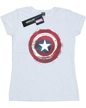 Marvel Captain America Splatter Shield Katoenen T-Shirt - Wit