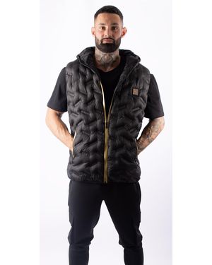 D Rock D Rock Bodywarmer Quilted Hooded Padded Gilet - Black