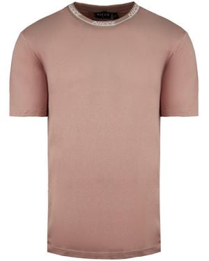 Nicce London Crew Neck Short Sleeve Eto Plain T-Shirt 211 1 09 08 0339 Cotton - Pink