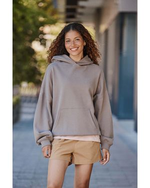 Mountain Warehouse 'Idol' Logo Drop Shoulder Hoodie With Kangaroo Pocket Warm Sweatshirt Cotton - Grey