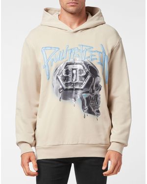 Philipp Plein Sweatshirt Met Capuchon Skull - Naturel