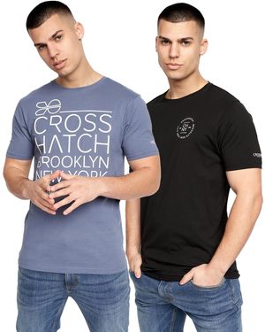 Crosshatch Bestforth T-Shirt (Pack Of 2) Cotton - Blue