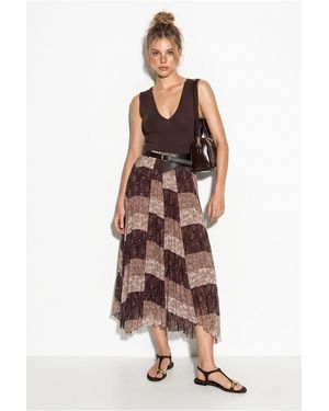 Bianco Lucci High Waist Paisley Print Midi Skirt With Belt - Multicolour