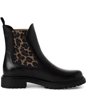 Tamaris Leopard Leather Classic High Chelsea Ankle Boots - Black