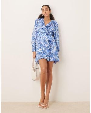 Vila Flounce Mini Dress - Blue