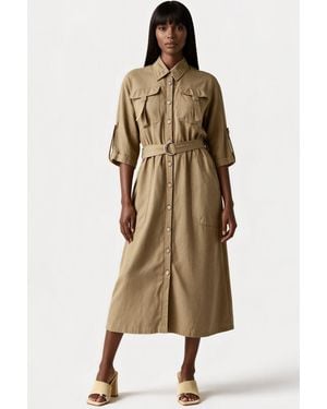 Msn-Collection Cotton-Viscose Maxi Dress - Natural