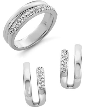 Orphelia 'Emily' 925 Sterling Zilveren Set: Oorbellen + Ring - Metallic
