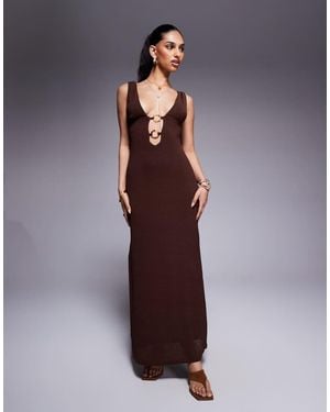 Princess Polly Plunge Neck Ring Detail Maxi Dress - Purple