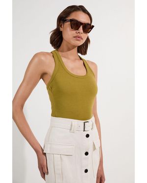 Karen Millen Compact Jersey Ribbed Racer Back Vest - Green
