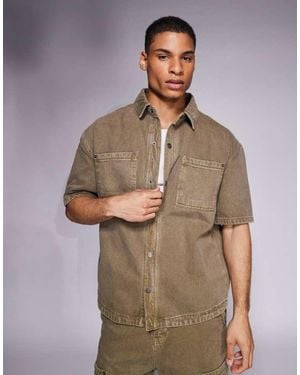 Good For Nothing Co-Ord Boxy Fit Denim Overshirt - Brown
