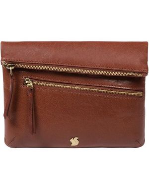 Conkca 'Flare' Conker Leather Clutch Bag - Brown