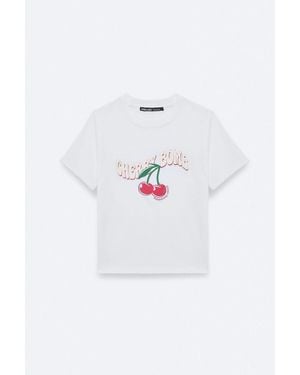 Grimelange Oversized Printed Crew Neck T-Shirt - White