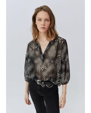IKKS Dandy Flower Print Blouse - Grey