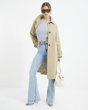 River Island Flared Jeans Light High Rise Tummy Hold Cotton - Blue