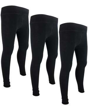THMO 3 Pack Ladies Thermal Bottoms Leggings For Winter - Black