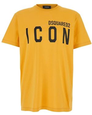 DSquared² Sunflower T-Shirt Large Icon Logo Cotton - Yellow