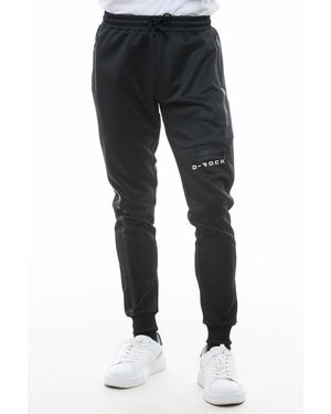 D Rock Joggers With Logo Side Zipper Pocket Ribbed Cuff - Black