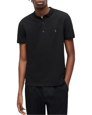 AllSaints Reform Polo Shirt Summer Casual T Shirts - Black