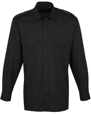 PREMIER Long-Sleeved Pilot Shirt - Black