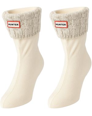 HUNTER Recycled 6 Stitch Cable Short Boot Socks - Natural