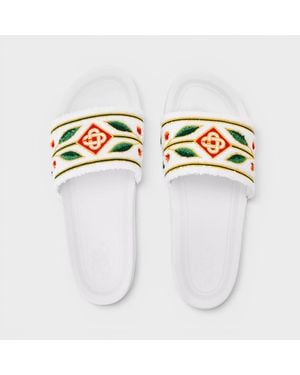 CASABLANCA Embroidered Terry Slider Fabric - White