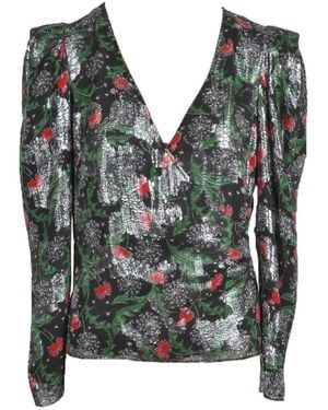 Patrizia Pepe Floral Print Long Sleeve Blouse - Black