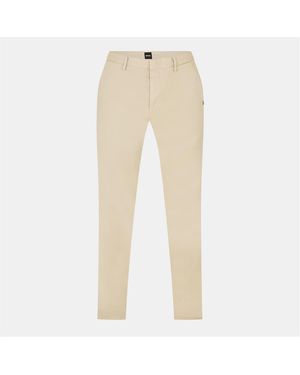 BOSS Kaito3 Solid Patterned Straight Chinos - Natural