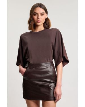 Karen Millen Forever Leather Mini Skirt - Brown