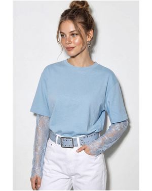 Bianco Lucci Cotton- T-Shirt - Blue