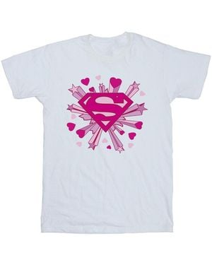 Dc Comics Superman Hearts And Stars Logo T-Shirt Cotton - White