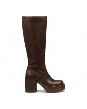 Windsor Smith Windsorsmith Oak Faux Leather Knee-High Platform Heel Boots - Brown