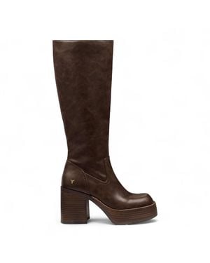 Windsor Smith Windsorsmith Oak Faux Leather Knee-High Platform Heel Boots - Brown