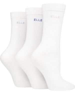 Elle 3 Pack Ladies Plain Cotton Socks - White