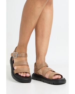 Boohoo Triple Strap Flatform Sandals - Grey