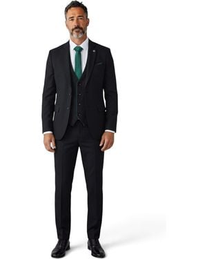 TruClothing Formal 3 Piece Tailored Fit Plain Suit - Black