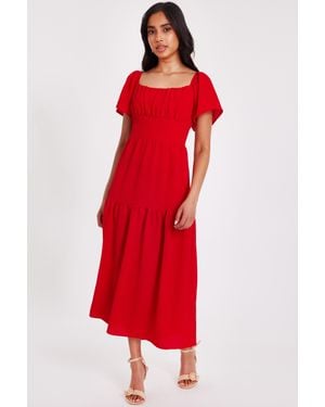 Quiz Petite Short Sleeve Midaxi Dress - Red