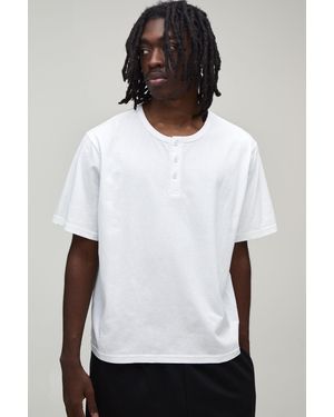 BoohooMAN Basic Relaxed Fit Henley T-Shirt - White