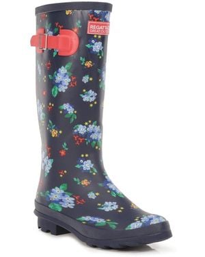 Regatta Lady Fairweath Floral Rain Boots - Blue
