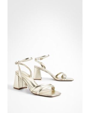 Boohoo Padded Strap 2 Part Mid Block Heels - White