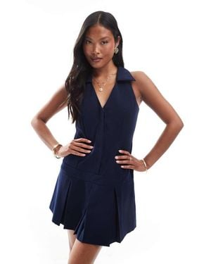 Miss Selfridge Tailored Halter Neck Mini Dress - Blue