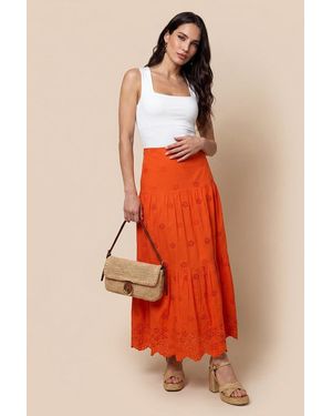 Urban Bliss Broderie Maxi Skirt - Orange
