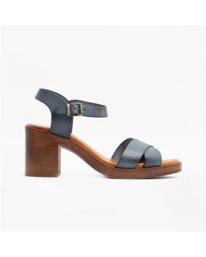Hush Puppies Georgia Ladies Leather Heeled Sandals - Blue