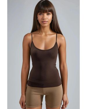 Busem Fitted U Collar Knitted Tank Top - Brown