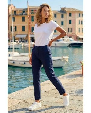 Roman Plain Cotton Chino Trousers - Blue