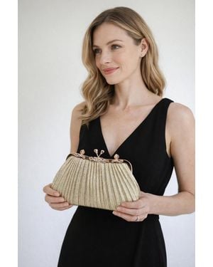 SVNX Glitter Metallic Fibre Clutch Bag - Natural