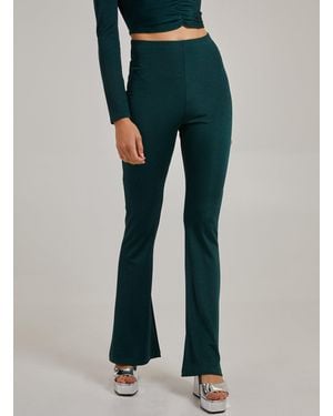 Pink Vanilla Shimmer Flared Trousers - Green